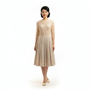 Miss Elliette Vintage Beige Lace Dress Size 12